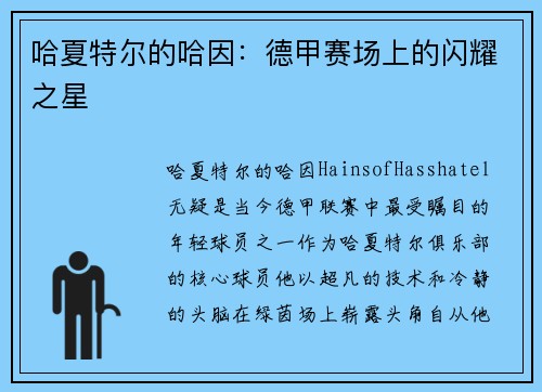 哈夏特尔的哈因：德甲赛场上的闪耀之星